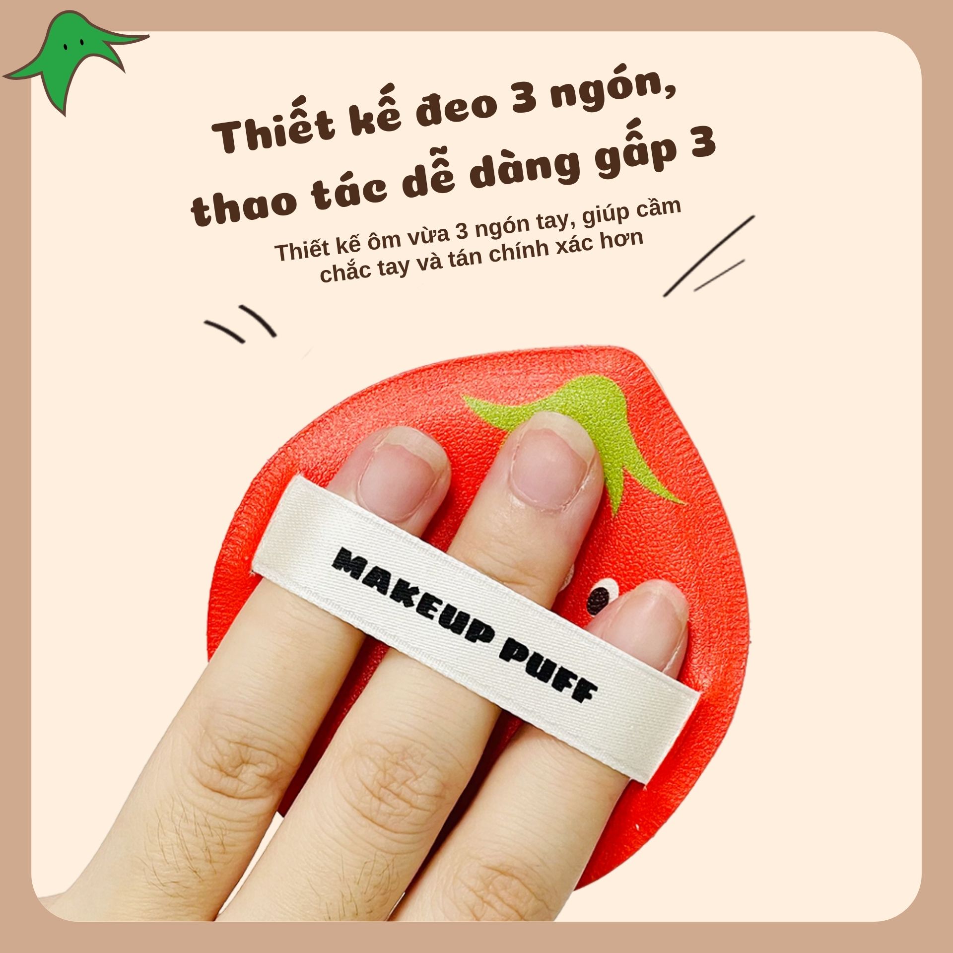 Mút trang điểm hình quả cà chua dễ thương, kích thước to, chất liệu mềm mịn, đàn hồi tốt. Dùng được cả khô và ướt, giúp tán kem nền nhanh, đều màu, mịn và tự nhiên.