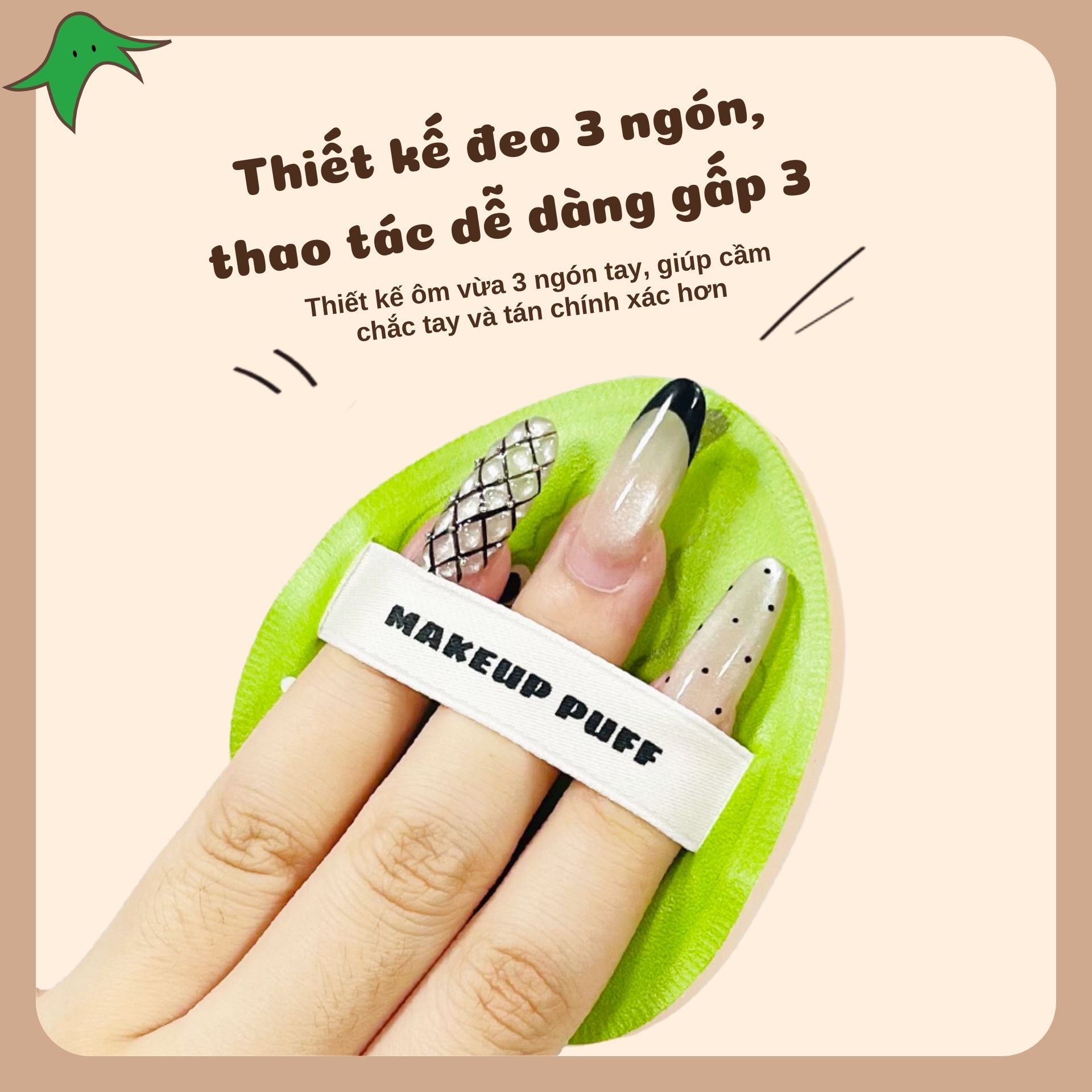 Mút trang điểm hình quả mướp đắng dễ thương, kích thước to, chất liệu mềm mịn, đàn hồi tốt. Dùng được cả khô và ướt, giúp tán kem nền nhanh, đều màu, mịn và tự nhiên.