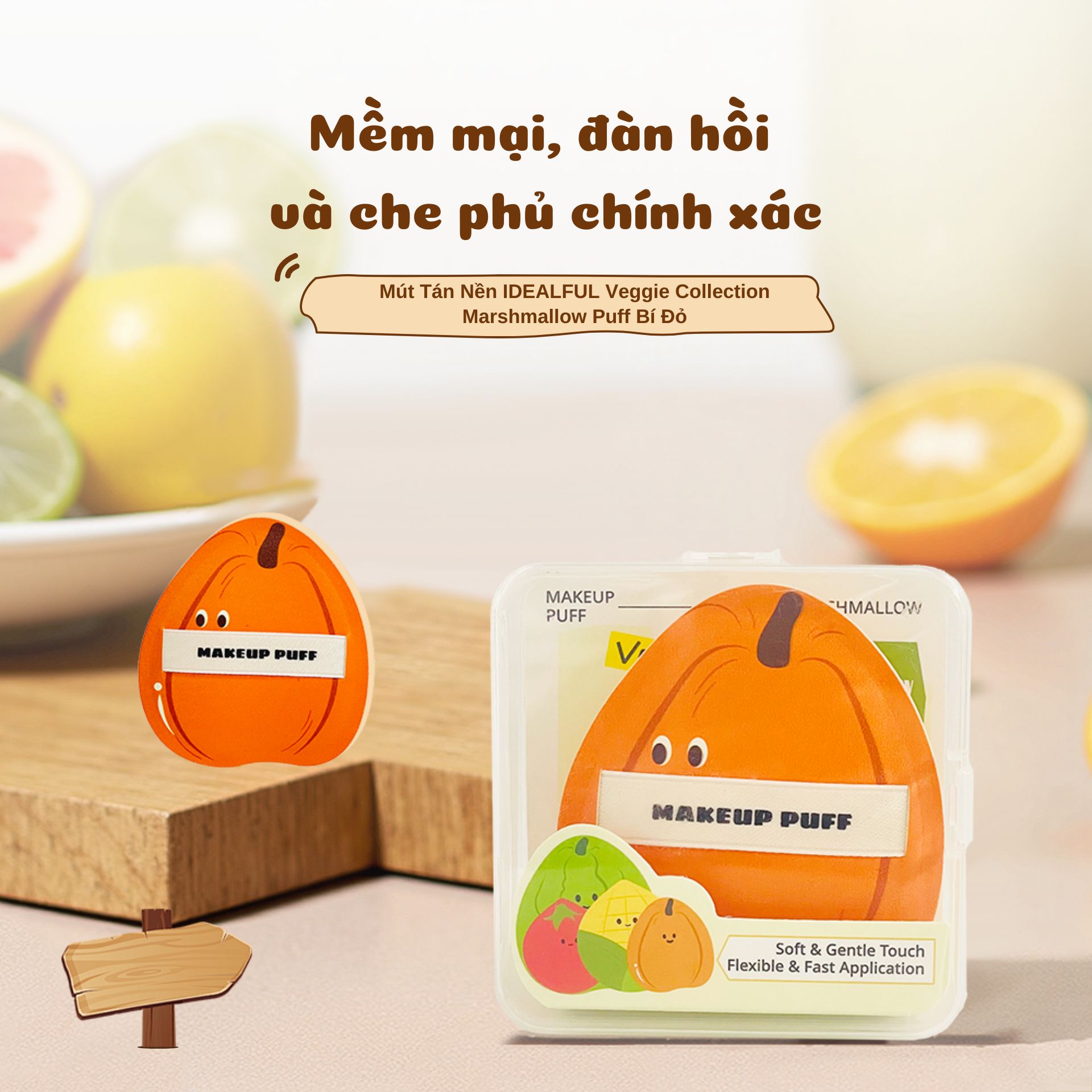 Mút trang điểm hình quả bi đỏ dễ thương, kích thước to, chất liệu mềm mịn, đàn hồi tốt. Dùng được cả khô và ướt, giúp tán kem nền nahnh, đều màu, mịn và tự nhiên.