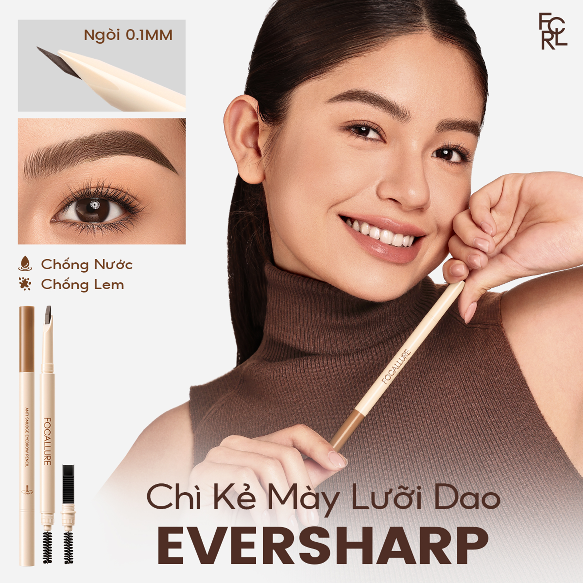 Bút Kẻ Mày FOCALLURE EverSharp Blade Eyebrow Pencil BR01 | 0.2g