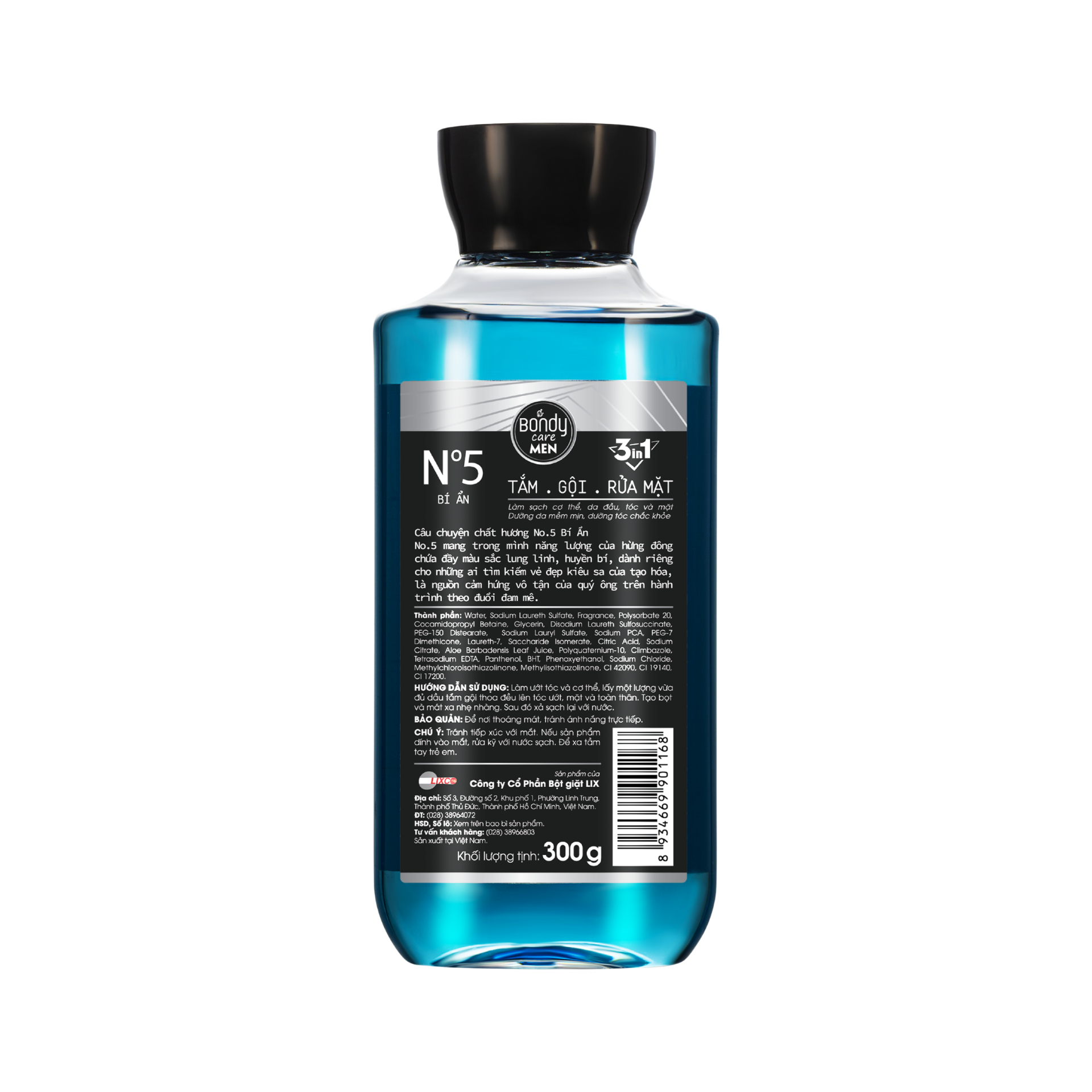 Tắm Gội 3in1 BONDY CARE MEN làm sạch tóc, da đầu, mặt và cơ thể.