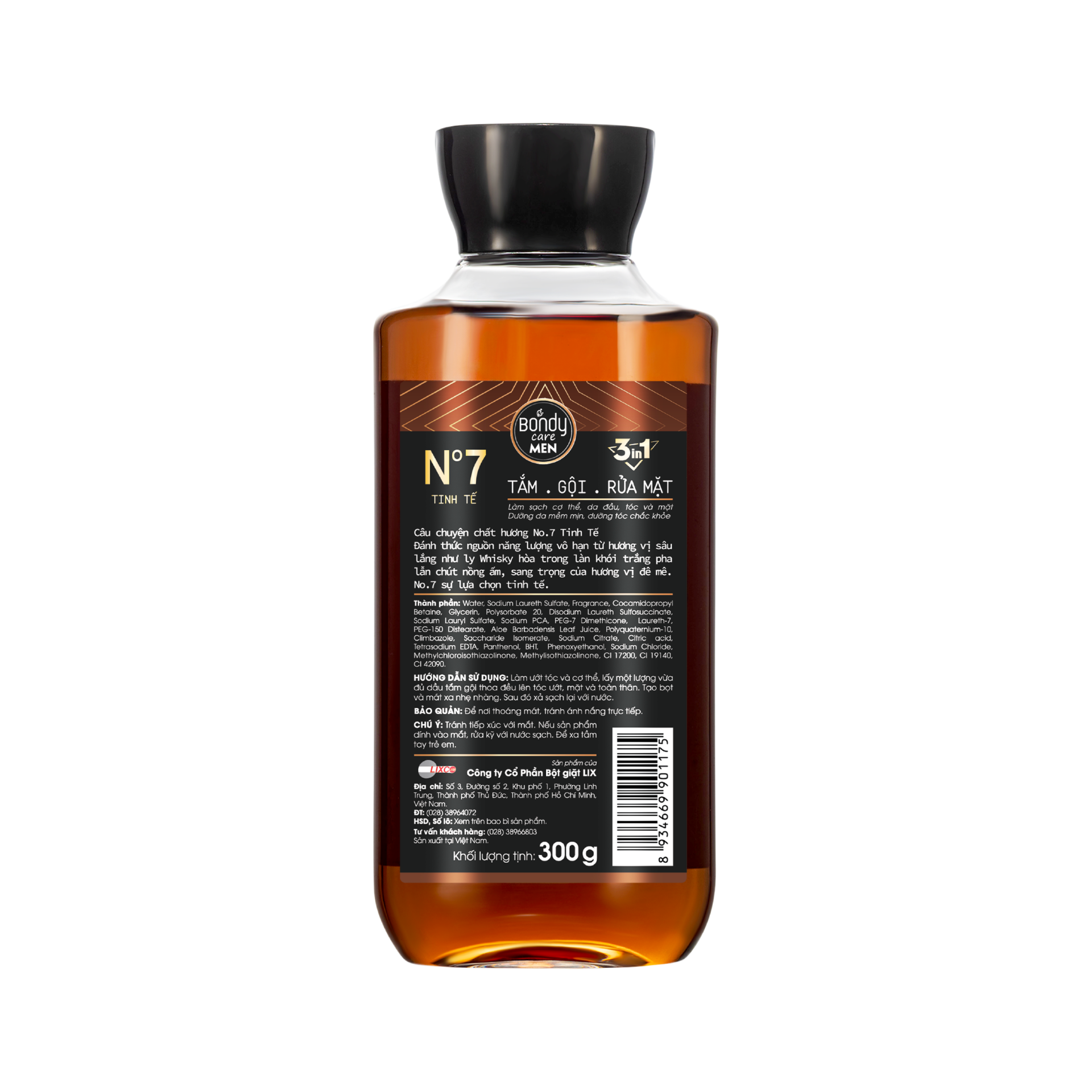 Tắm Gội 3in1 BONDY CARE MEN làm sạch tóc, da đầu, mặt và cơ thể.