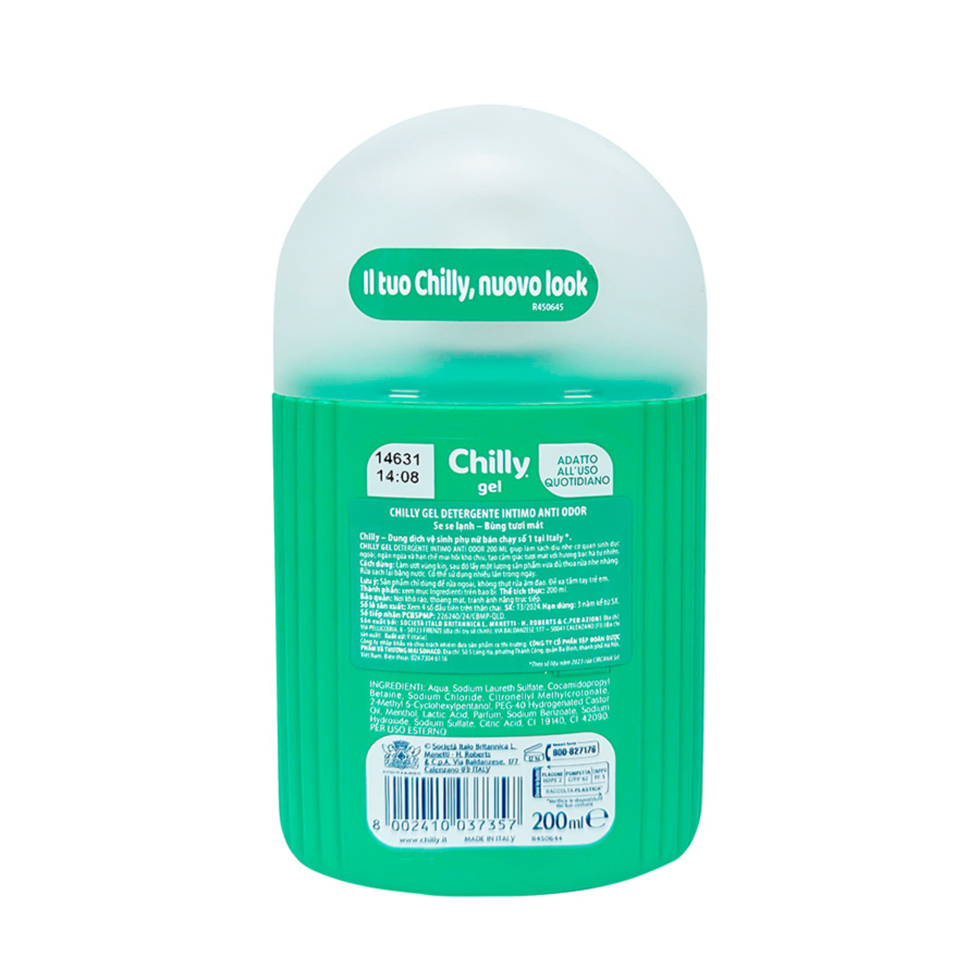 Dung Dịch Vệ Sinh Phụ Nữ CHILLY Gel Se Lạnh Tươi Mát giúp ngăn ngừa và hạn chế mùi hôi khó chịu, tạo cảm giác tươi mát với hương bạc hà tự nhiên.