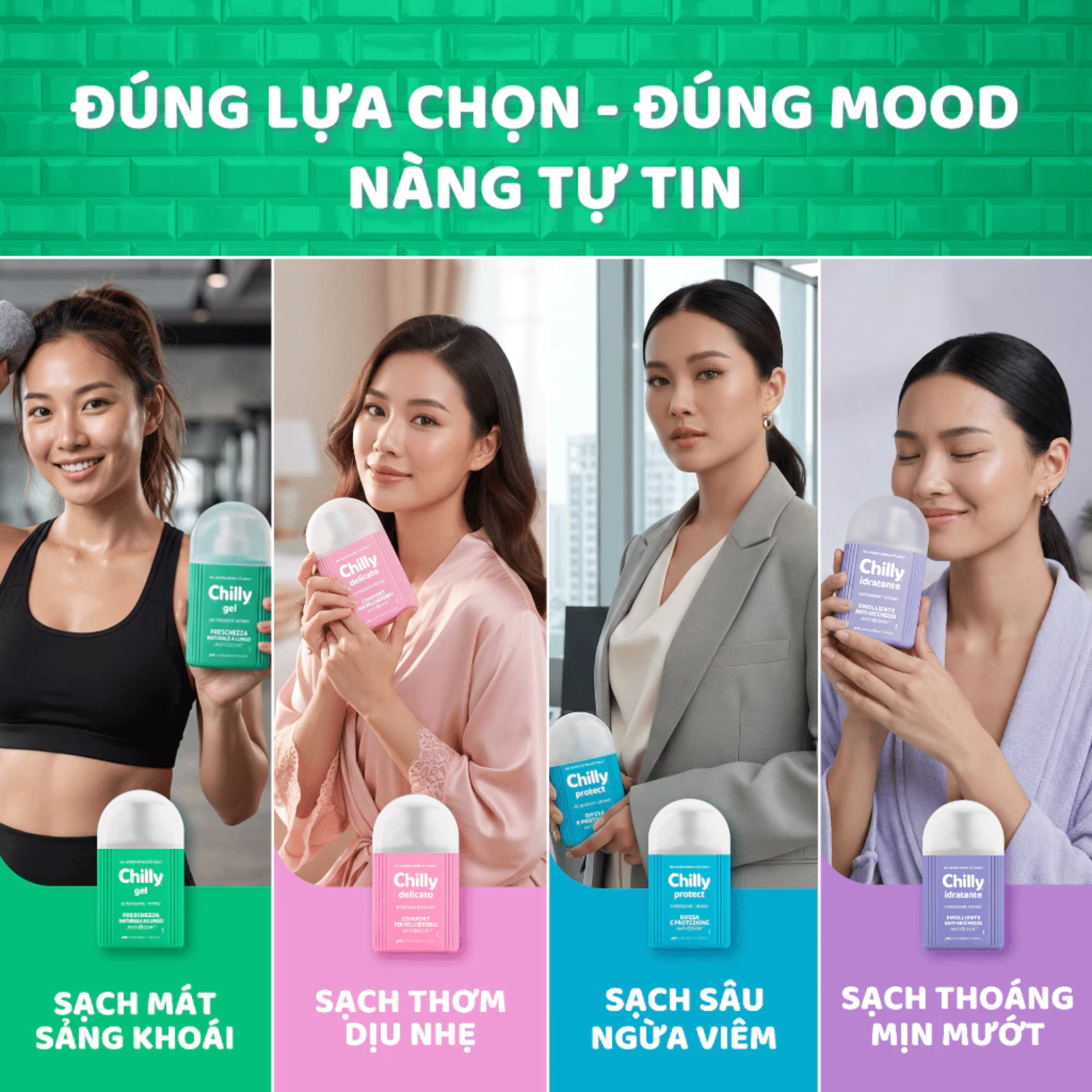Dung Dịch Vệ Sinh Phụ Nữ CHILLY Delicato giúp làm sạch dịu nhẹ cơ quan sinh dục ngoài, giúp ngăn ngừa và hạn chế mùi hôi khó chịu.