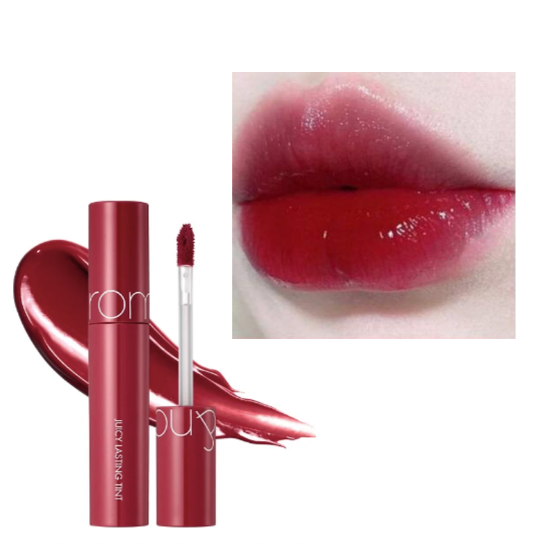 Romand Juicy Lasting Tint là dòng son tint bóng quốc dân đến từ Hàn Quốc. Son nổi bật với chất lỏng trong trẻo tựa kẹo hồ lô, giữ màu tốt và tạo hiệu ứng căng mọng cho đôi môi, giúp gương mặt tươi tắn suốt nhiều giờ.